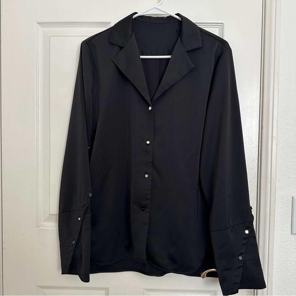Women’s Black satin oversized blouse